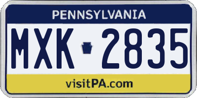 PA license plate MXK2835