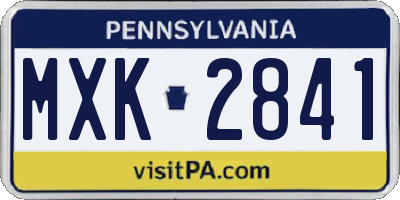 PA license plate MXK2841