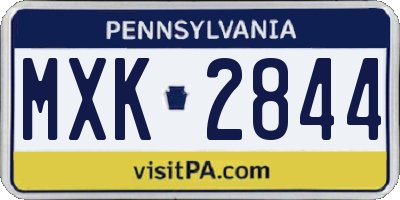 PA license plate MXK2844