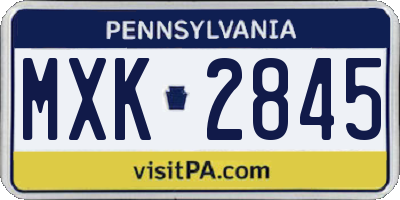 PA license plate MXK2845