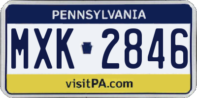 PA license plate MXK2846
