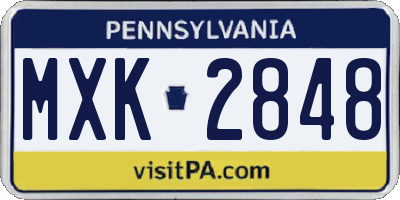 PA license plate MXK2848