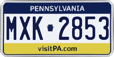 PA license plate MXK2853