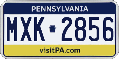 PA license plate MXK2856
