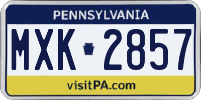 PA license plate MXK2857