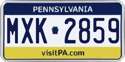 PA license plate MXK2859