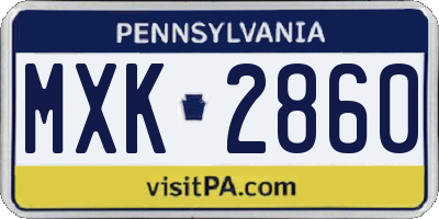 PA license plate MXK2860