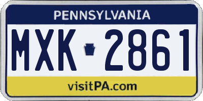 PA license plate MXK2861