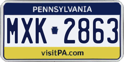 PA license plate MXK2863