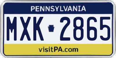 PA license plate MXK2865