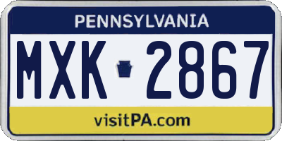 PA license plate MXK2867
