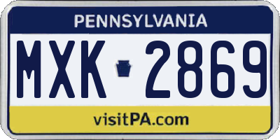 PA license plate MXK2869