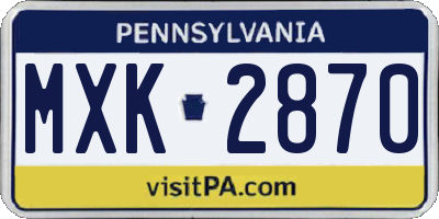 PA license plate MXK2870