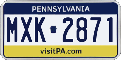 PA license plate MXK2871