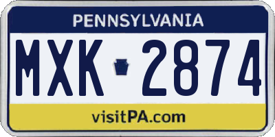 PA license plate MXK2874