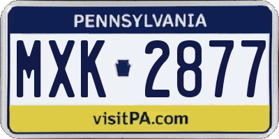 PA license plate MXK2877