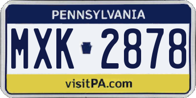 PA license plate MXK2878