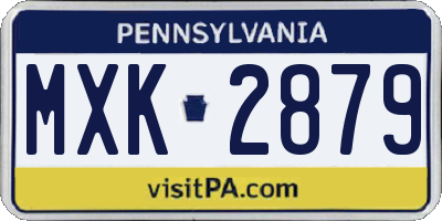 PA license plate MXK2879