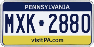 PA license plate MXK2880