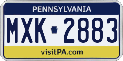 PA license plate MXK2883