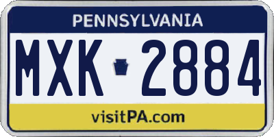 PA license plate MXK2884