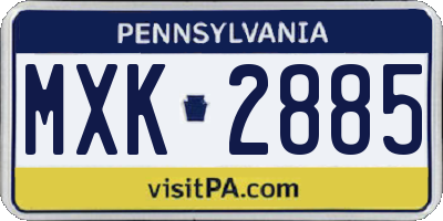 PA license plate MXK2885
