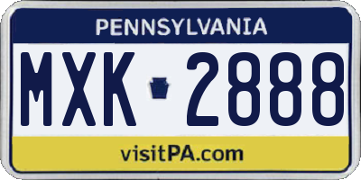 PA license plate MXK2888