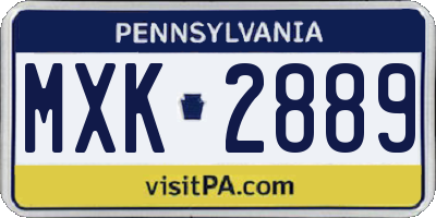 PA license plate MXK2889