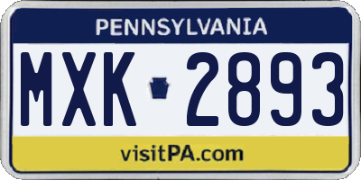 PA license plate MXK2893
