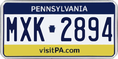 PA license plate MXK2894