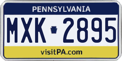 PA license plate MXK2895