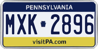 PA license plate MXK2896