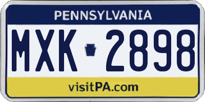 PA license plate MXK2898