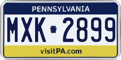 PA license plate MXK2899