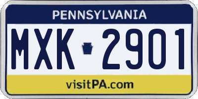 PA license plate MXK2901
