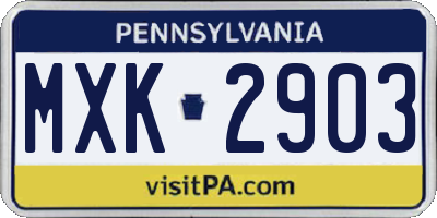 PA license plate MXK2903