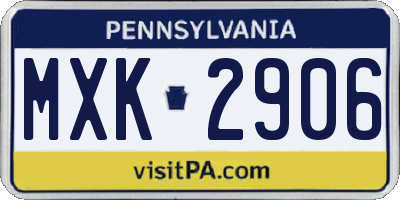 PA license plate MXK2906