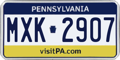 PA license plate MXK2907