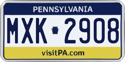 PA license plate MXK2908