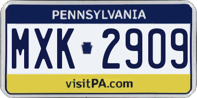 PA license plate MXK2909