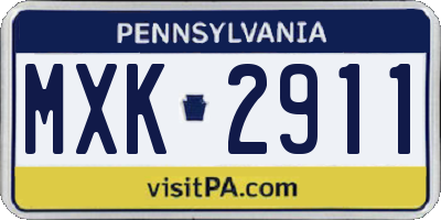 PA license plate MXK2911