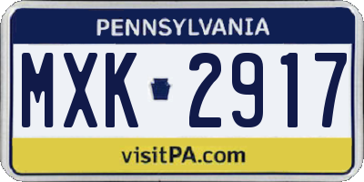 PA license plate MXK2917