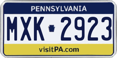 PA license plate MXK2923