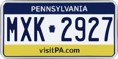 PA license plate MXK2927