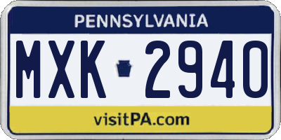 PA license plate MXK2940