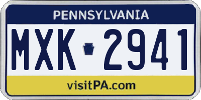 PA license plate MXK2941