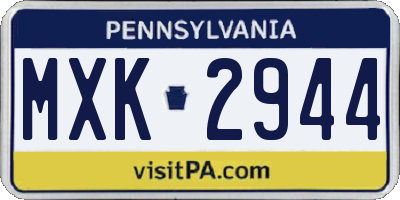 PA license plate MXK2944