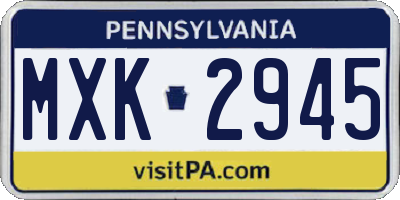 PA license plate MXK2945