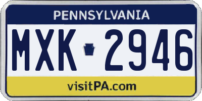 PA license plate MXK2946