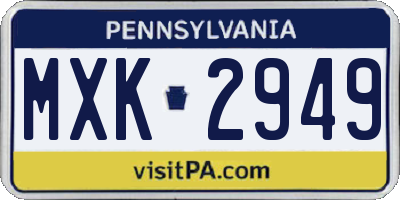 PA license plate MXK2949
